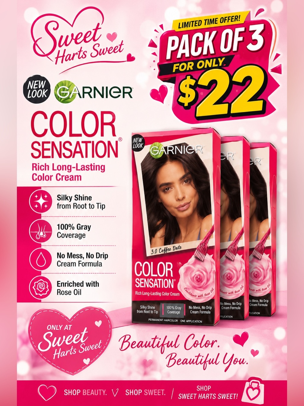 Garnier Color Sensation Hair Cream in the shade 3.0 Coffee Date (Darkest Brown)